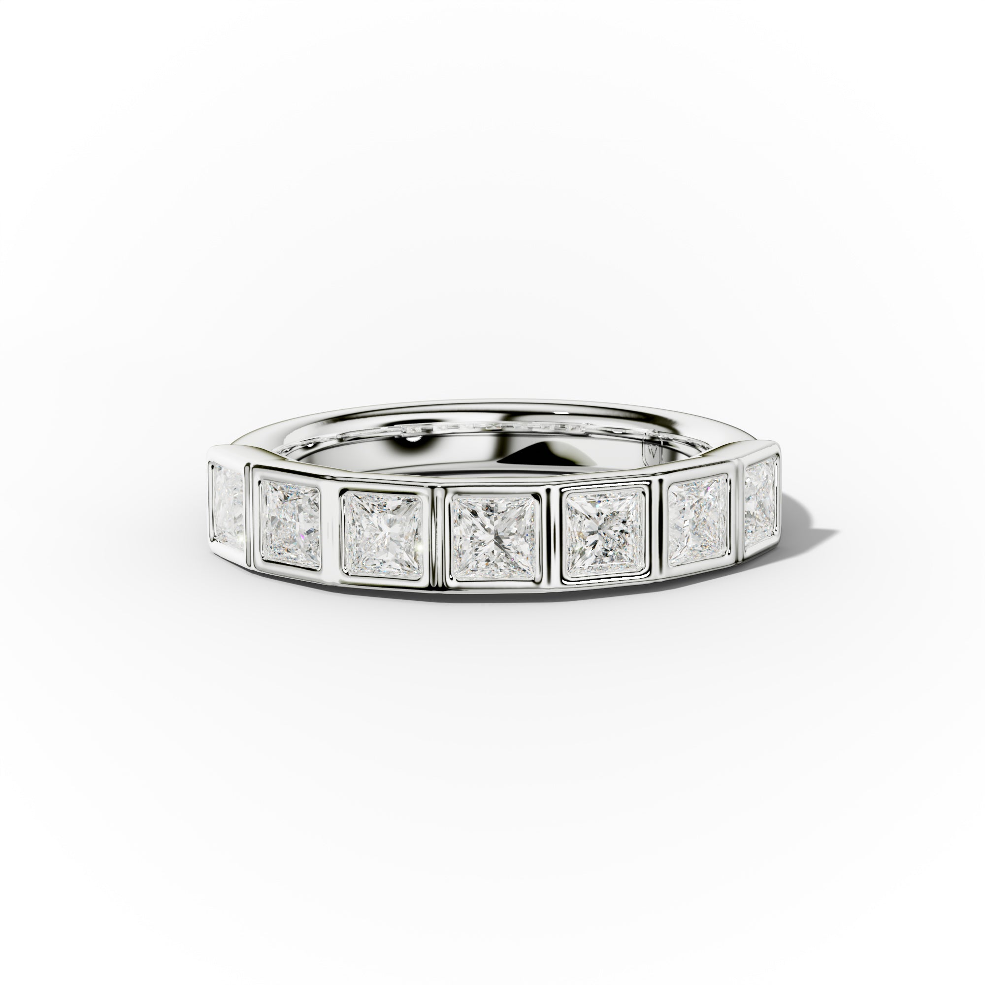 1.0 Carat Bezel Set Princess Cut Diamond Half Eternity Band